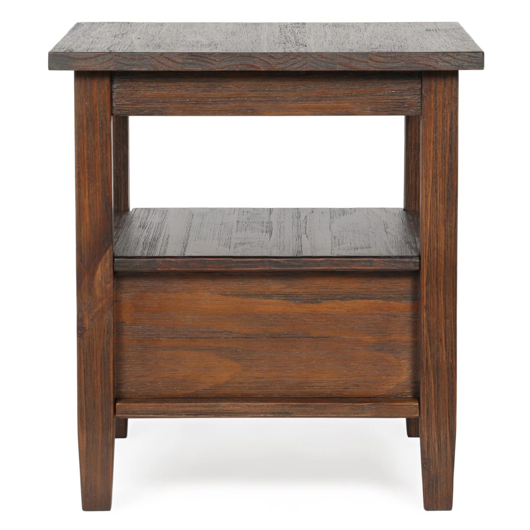 ZenVora 20 Inch Wide Solid Wood Rectangle End Table, Transitional Side Table