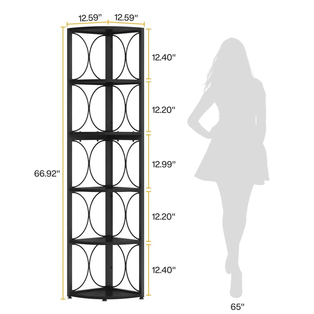 ZenVora 67 Inch Tall Corner Shelf, Freestanding Corner Bookshelf and Storage Shelving Unit