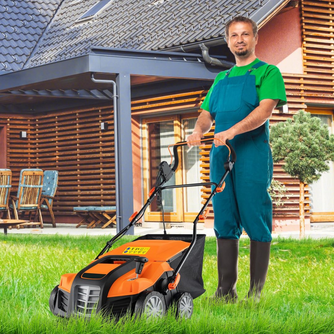 ZenVora 2-in-1 Electric Scarifier and Lawn Dethatcher, 16-Inch 15A Corded Dethatcher with 14.5-Gallon Collection Bag