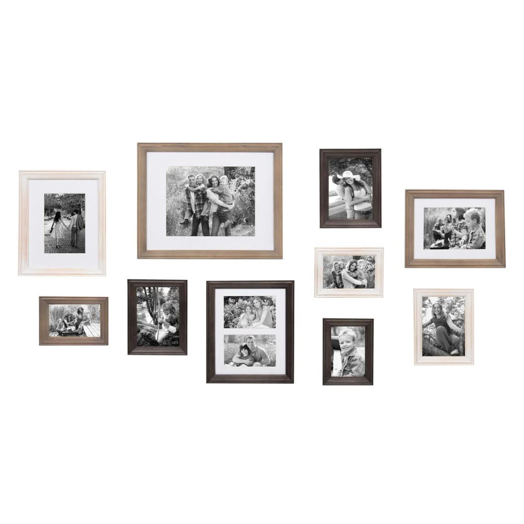 ZenVora 10-Piece Wood Gallery Wall Picture Frame Set, Decorative Photo Display Frames for Living Room, Bedroom and Home Decor