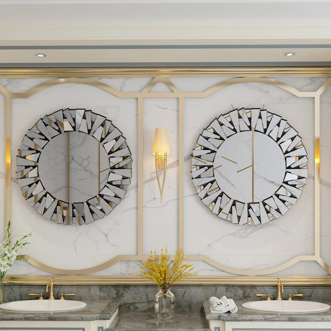 ZenVora 32 Inch Round Decorative Wall Mirror, Glass Accent Mirror for Home Decor