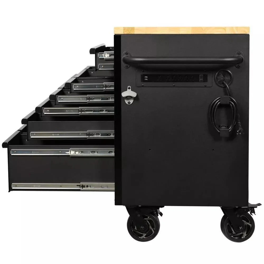 ZenVora 61-Inch W x 23-Inch D 15-Drawer Mobile Workbench with Solid Wood Top
