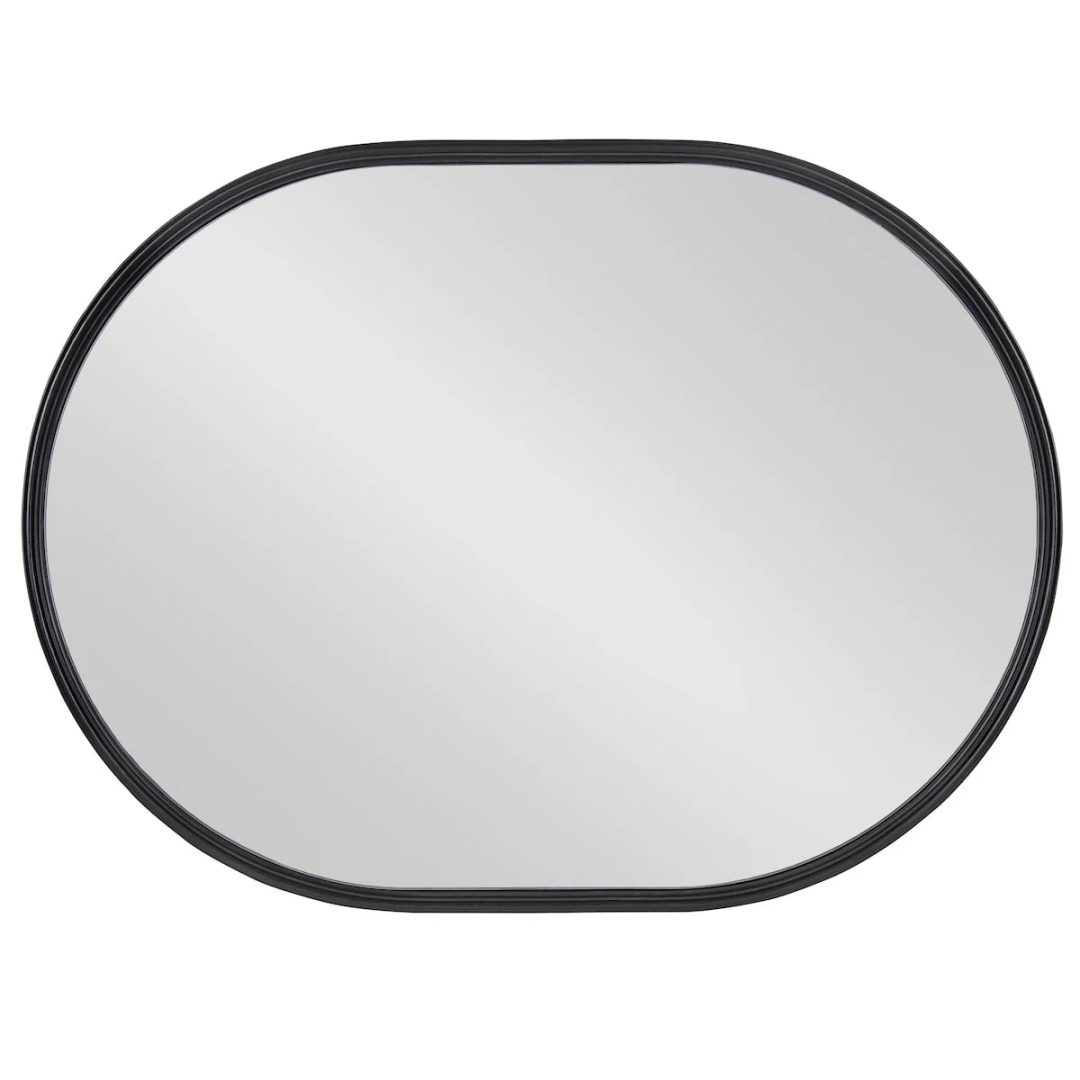 Modern Capsule Framed Wall Mirror, Decorative Oval Accent Mirror for Living Room, Bedroom and Entryway