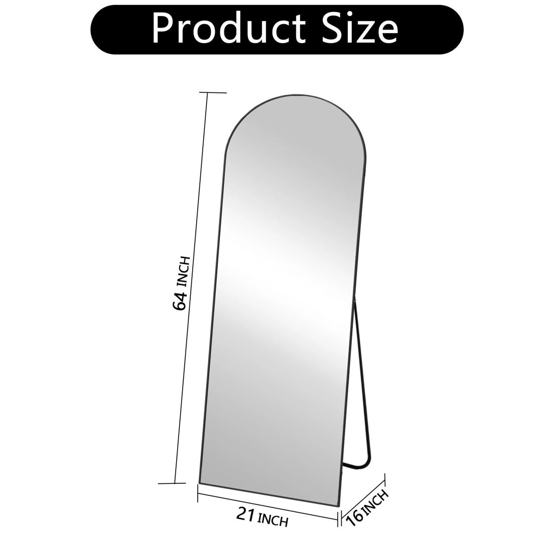 ZenVora 64x21 Full Length Floor Mirror, Large Full Body Aluminum Alloy Frame Standing Mirror with Stand and Wall Mount Option
