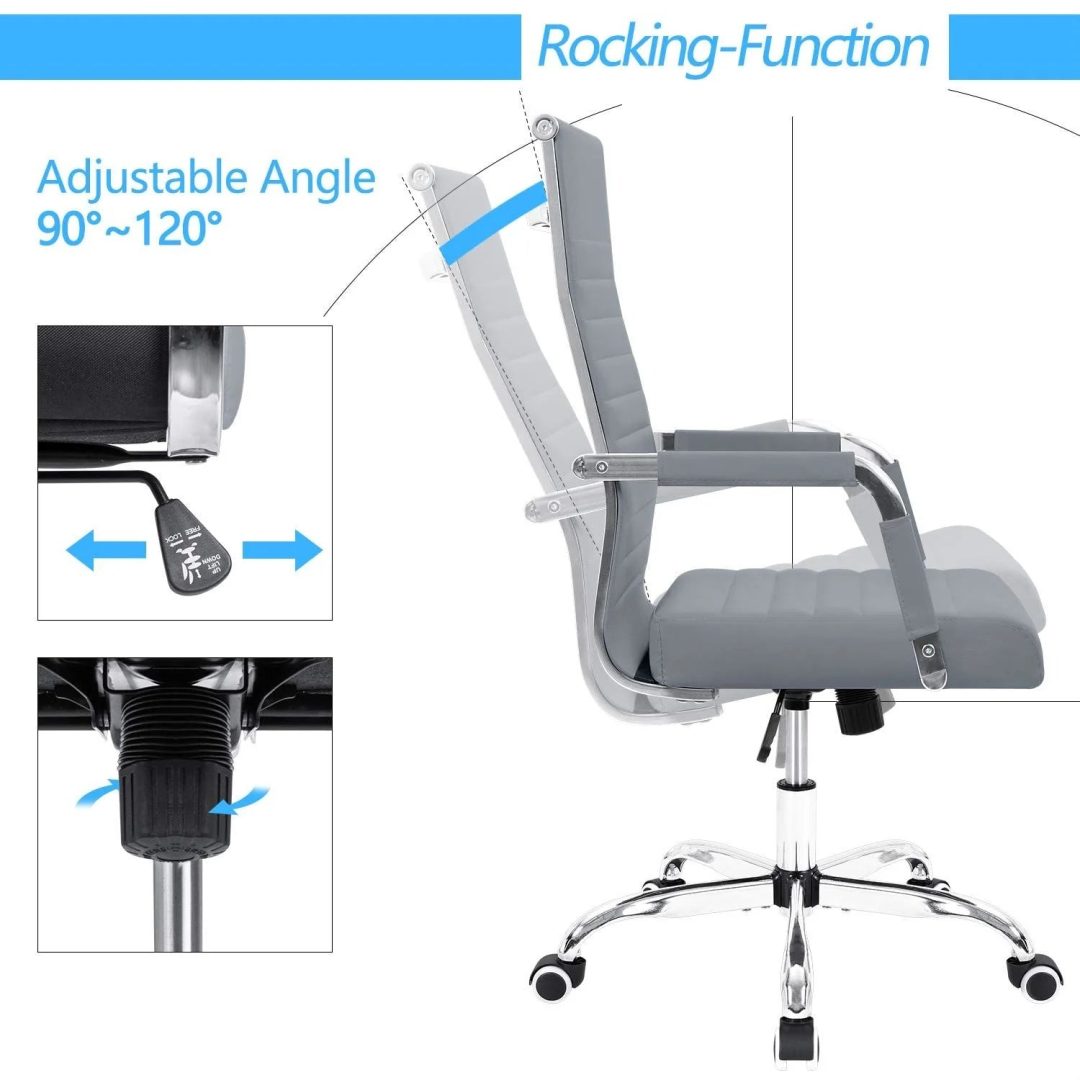 ZenVora Ergonomic Ribbed Office Chair, Modern Computer Desk Chair with Comfortable Upholstered Seat for Home and Office