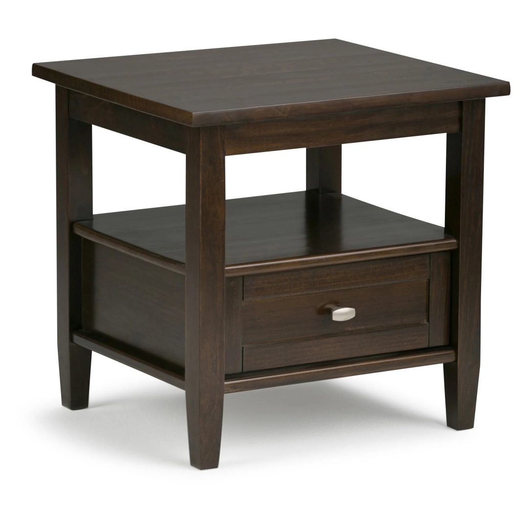 ZenVora 20 Inch Wide Solid Wood Rectangle End Table, Transitional Side Table