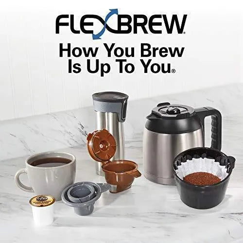 ZenVora Programmable Thermal Coffee Maker, Single Serve and Full Pot, Compatible with Pods or Grounds, Black and Stainless
