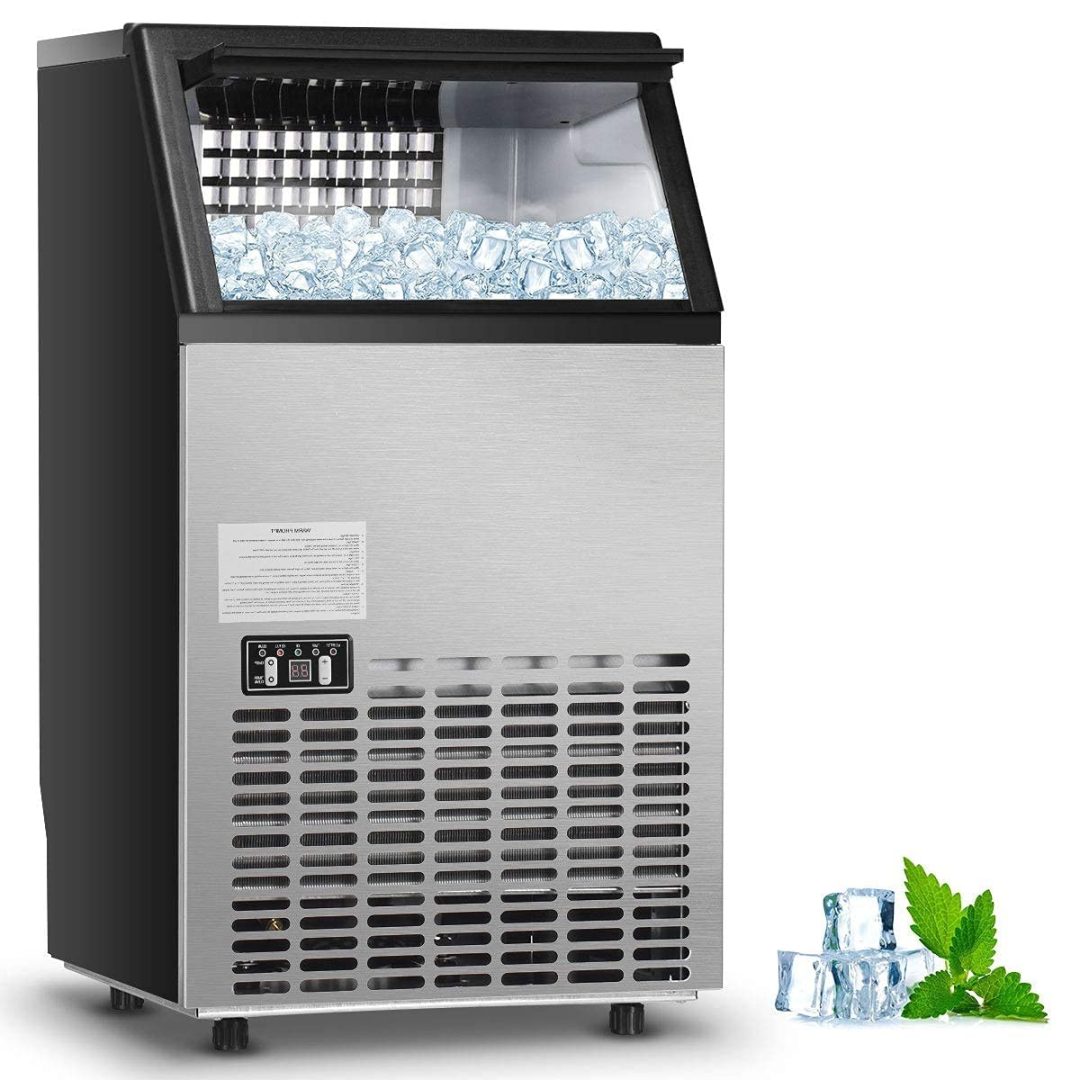 ZenVora Commercial Built-in Ice Maker – Stainless Steel, 33LBS Storage Capacity with Ice Shovel