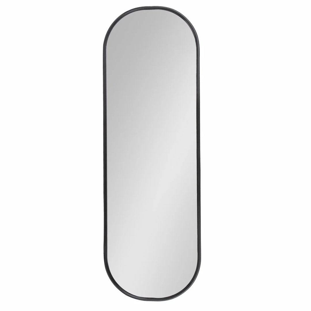 Modern Capsule Framed Wall Mirror, Decorative Oval Accent Mirror for Living Room, Bedroom and Entryway