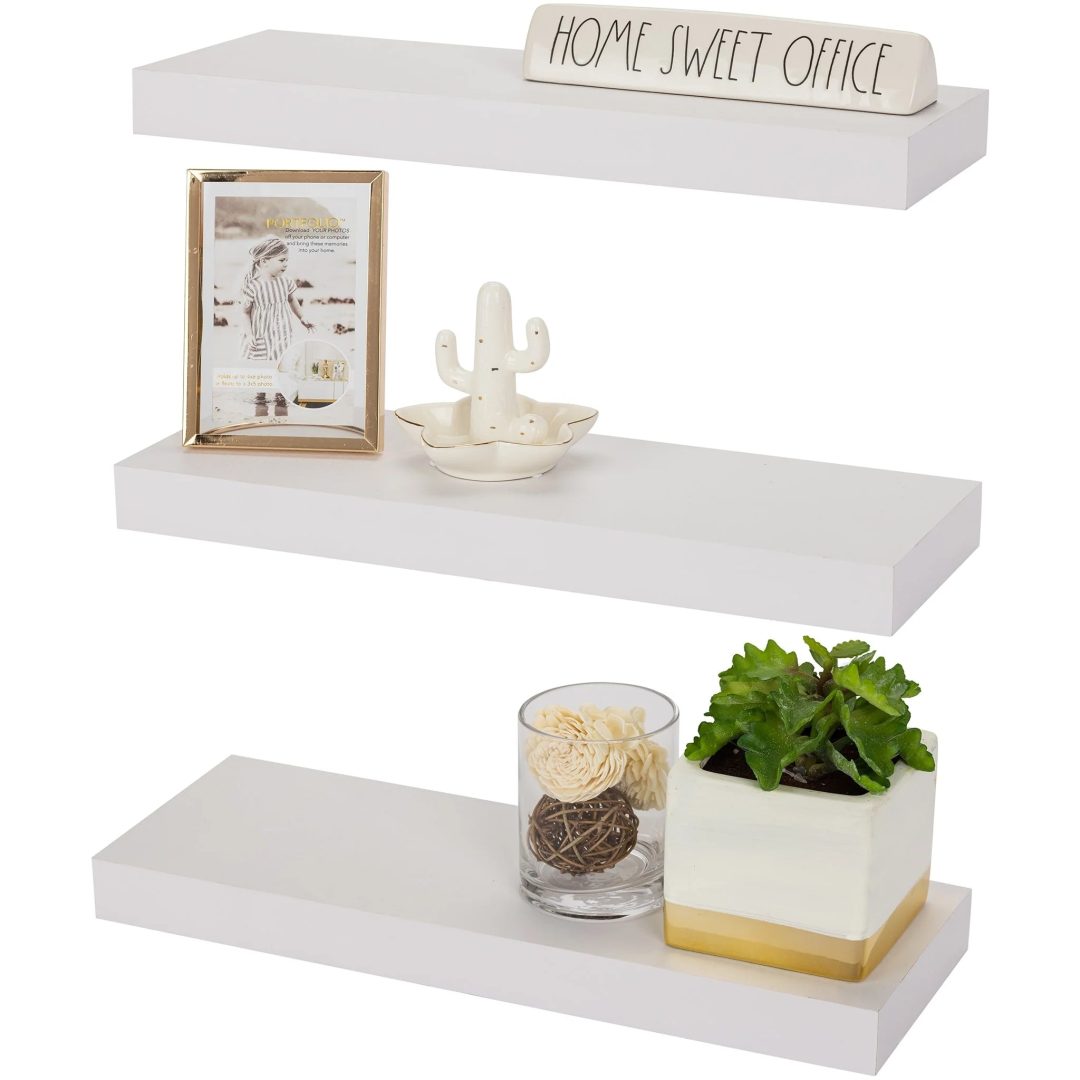 ZenVora 16 Inch Floating Wall Shelves, 3 Pack Farmhouse Hanging Display and Storage Shelves