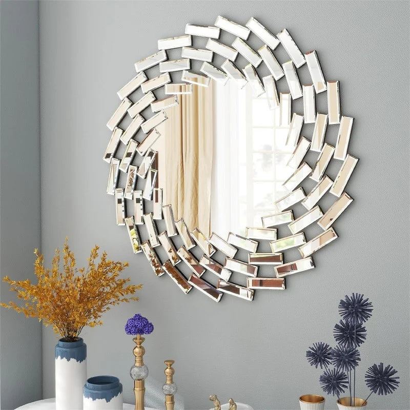 ZenVora Round Sunburst Wall Mirror, Decorative Accent Mirror for Living Room, Bedroom and Entryway Home Decor