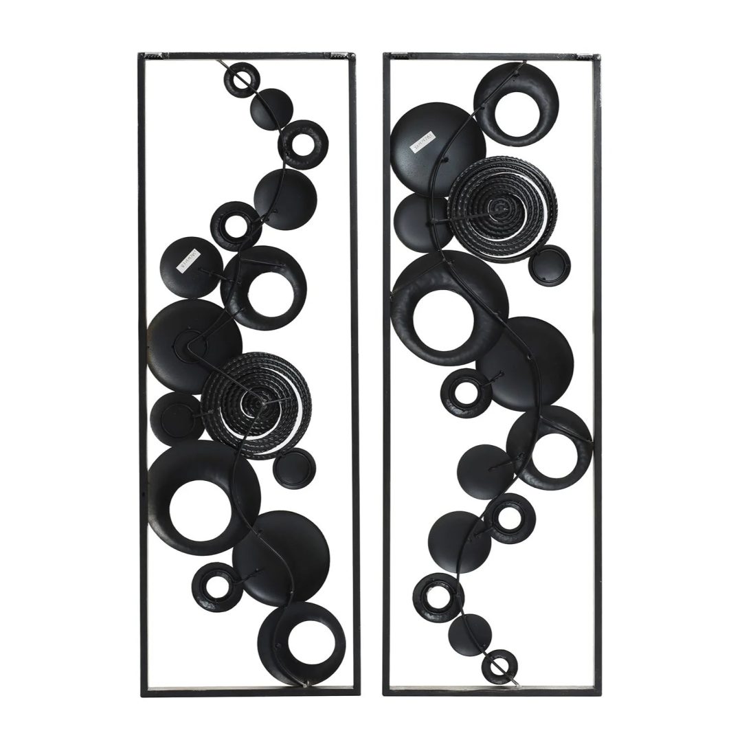 ZenVora Set of 2 Modern Multi-Color Abstract Metal Wall Decor Panels, Decorative Wall Art for Living Room and Bedroom