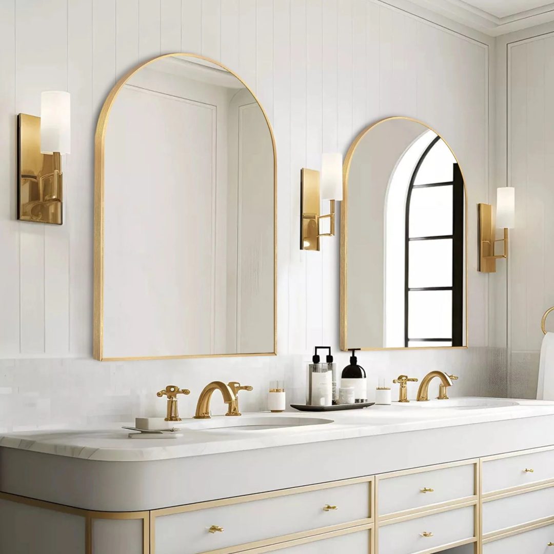 ZenVora Modern Arch Aluminum Bathroom Wall Mirror, Wall Mounted Vanity Mirror for Bathroom, Bedroom and Home Decor