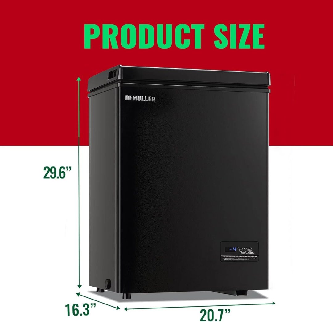 ZenVora 5.0 Cu. Ft. Chest Freezer with 2 Removable Stainless Steel Baskets, Electronic Control, 41°F to -15°F, Black