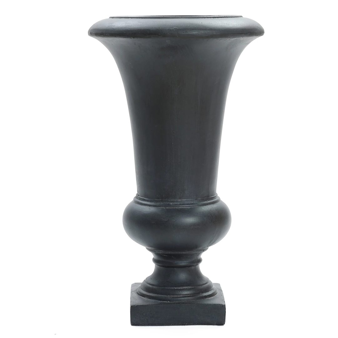 ZenVora 22.75" Tall Handmade Fiber Stone Urn Planter Pot, Decorative Outdoor Garden Flower Container for Patio and Home