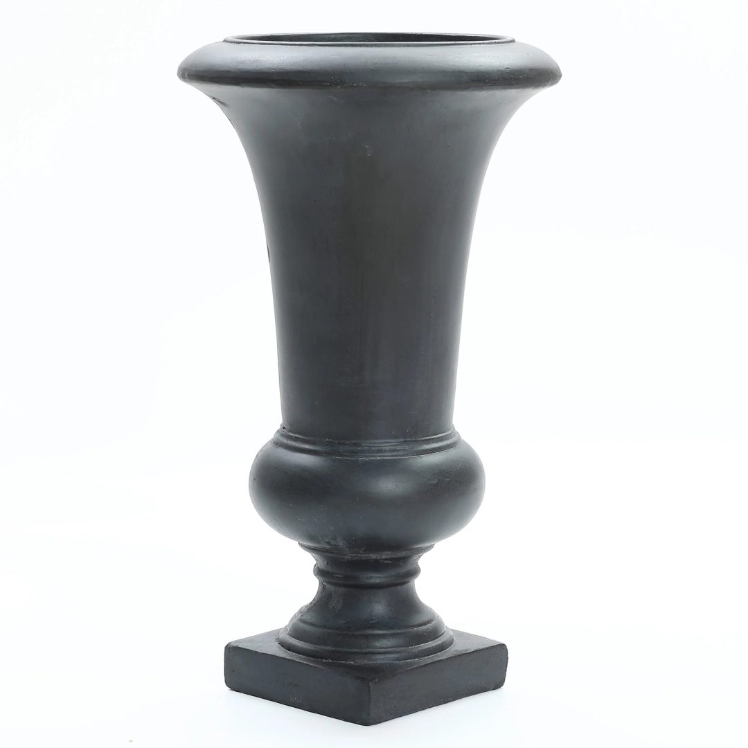 ZenVora 22.75" Tall Handmade Fiber Stone Urn Planter Pot, Decorative Outdoor Garden Flower Container for Patio and Home