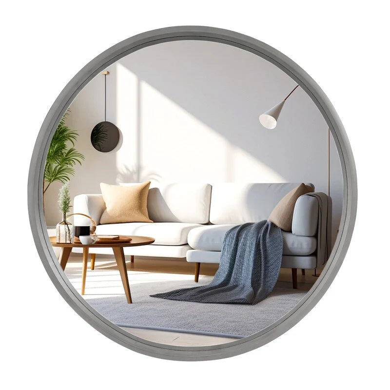 ZenVora Classic Farmhouse Round Wall Mirror, Wooden Frame Decorative Accent Mirror for Living Room, Bedroom and Entryway