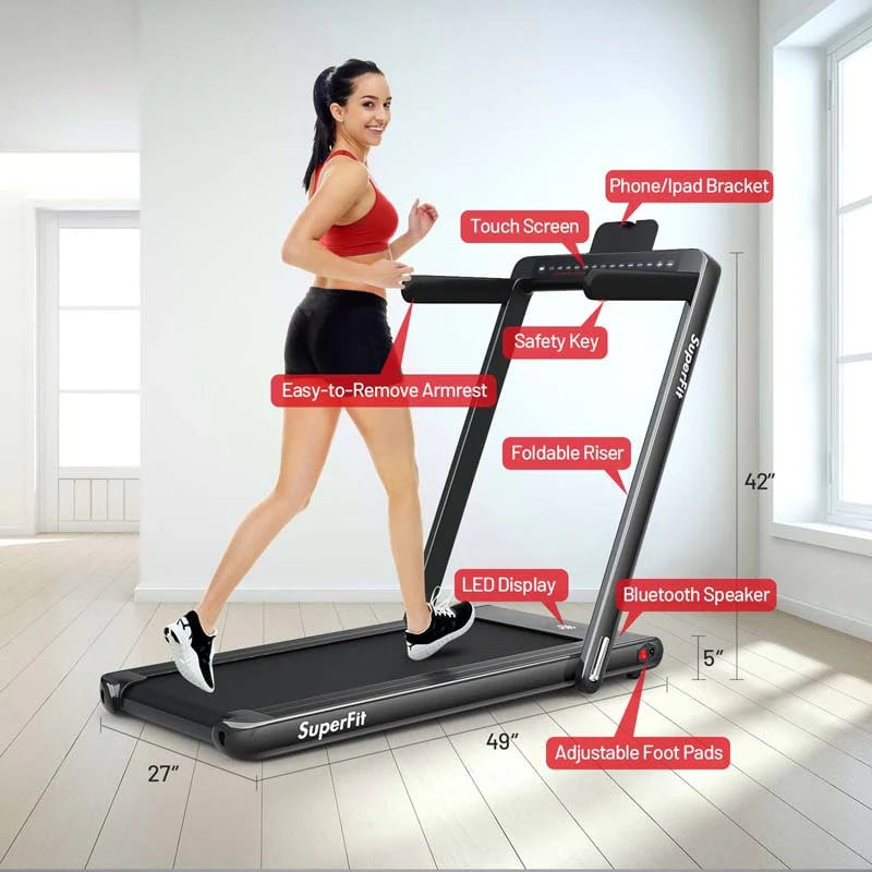 ZenVora 2-in-1 Folding Electric Treadmill, 2.25 HP, Under-Desk, with Dual Display and Smart App Control