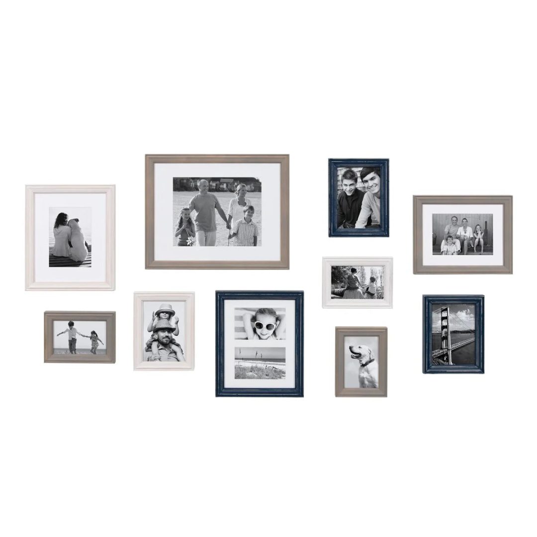 ZenVora 10-Piece Wood Gallery Wall Picture Frame Set, Decorative Photo Display Frames for Living Room, Bedroom and Home Decor