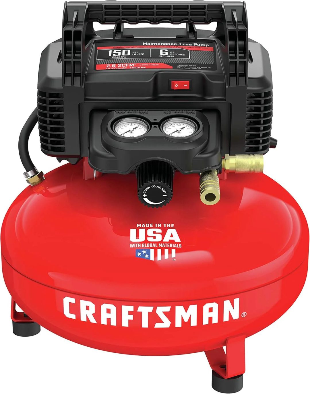 ZenVora 6 Gallon Pancake Air Compressor, Oil-Free Portable Compressor Kit for Garage, Workshop and DIY Projects