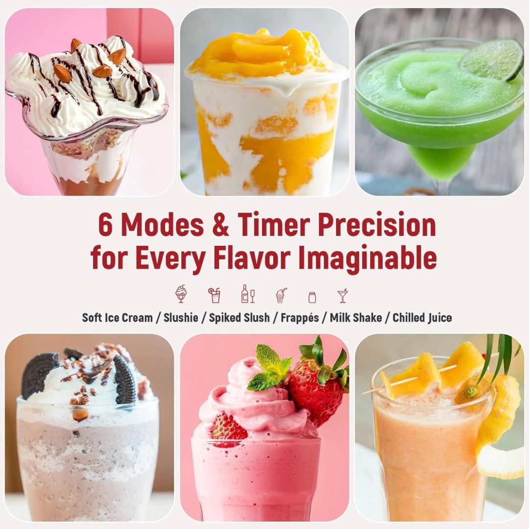 ZenVora Slushie Machine for Home, No-Ice Frozen Drink Maker, Real-Time Temperature Display, Auto-Cleaning, 6 Preset Modes, Frozen Margaritas, Cocktails, Frappes, Smoothies, Milkshakes