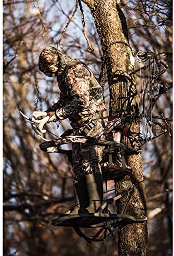 ZenVora Lightweight Aluminum Climbing Treestand with Padded Seat, 300 Lb. Capacity, Safety Harness Included