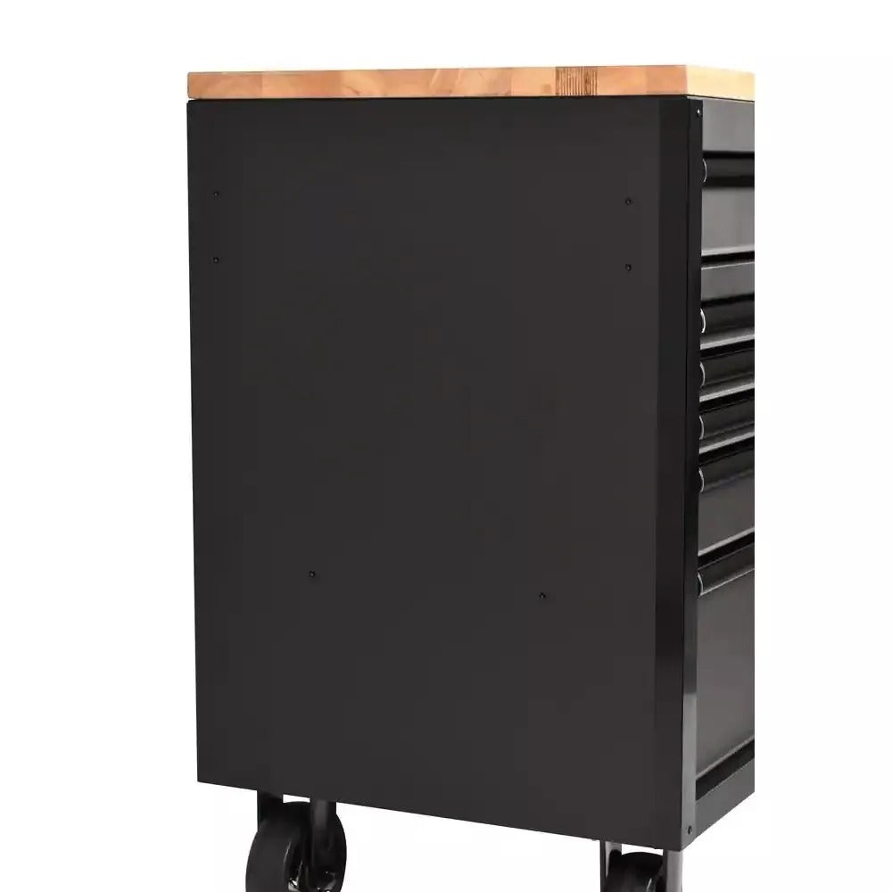 ZenVora 61 Inch 15 Drawer Mobile Workbench - Heavy Duty Steel Tool Cabinet with Wood Top and Power Strip