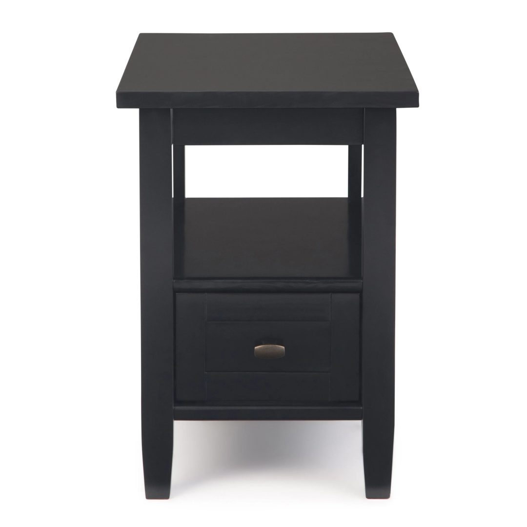 ZenVora 14" Wide Solid Wood Narrow Side Table, Rectangle Transitional Style Accent Table