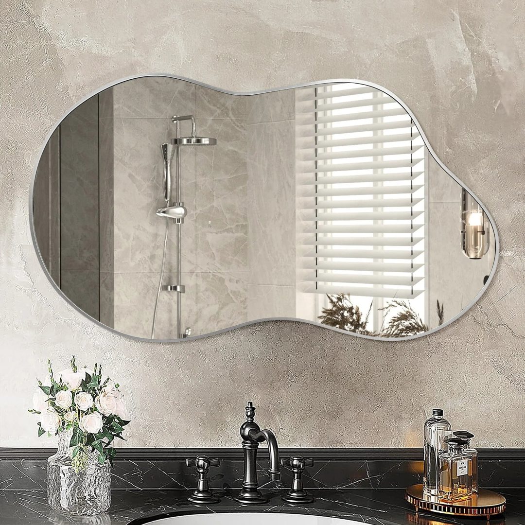 ZenVora Asymmetrical Irregular Wall Mirror, Modern Decorative Accent Mirror for Living Room, Bedroom and Entryway