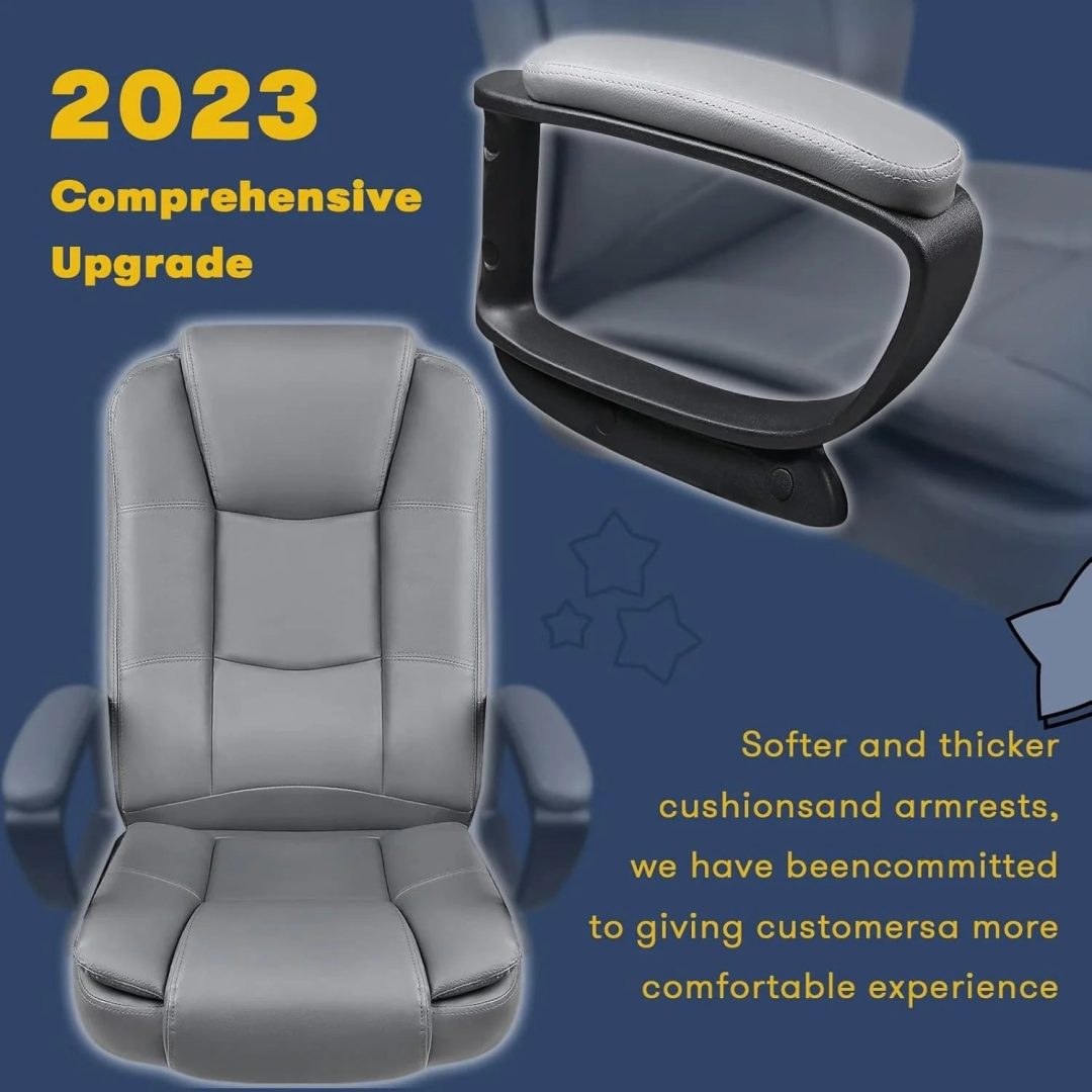 ZenVora Big and Tall Executive Office Chair, High Back Ergonomic Leather Chair, 400 lb Capacity