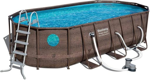 ZenVora 18 x 9 x 4 ft Steel Frame Swimming Pool Set with Filter and Ladder