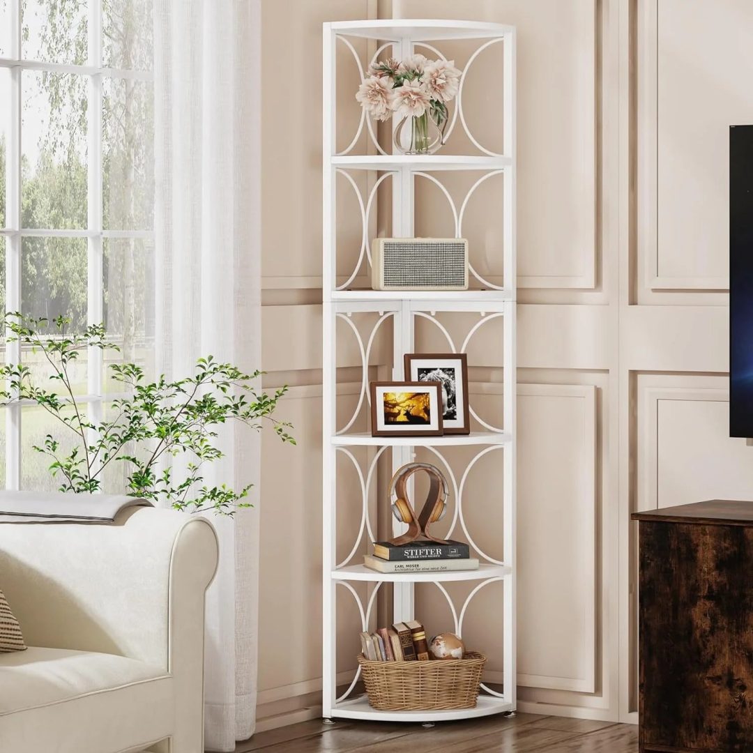 ZenVora 67 Inch Tall Corner Shelf, Freestanding Corner Bookshelf and Storage Shelving Unit