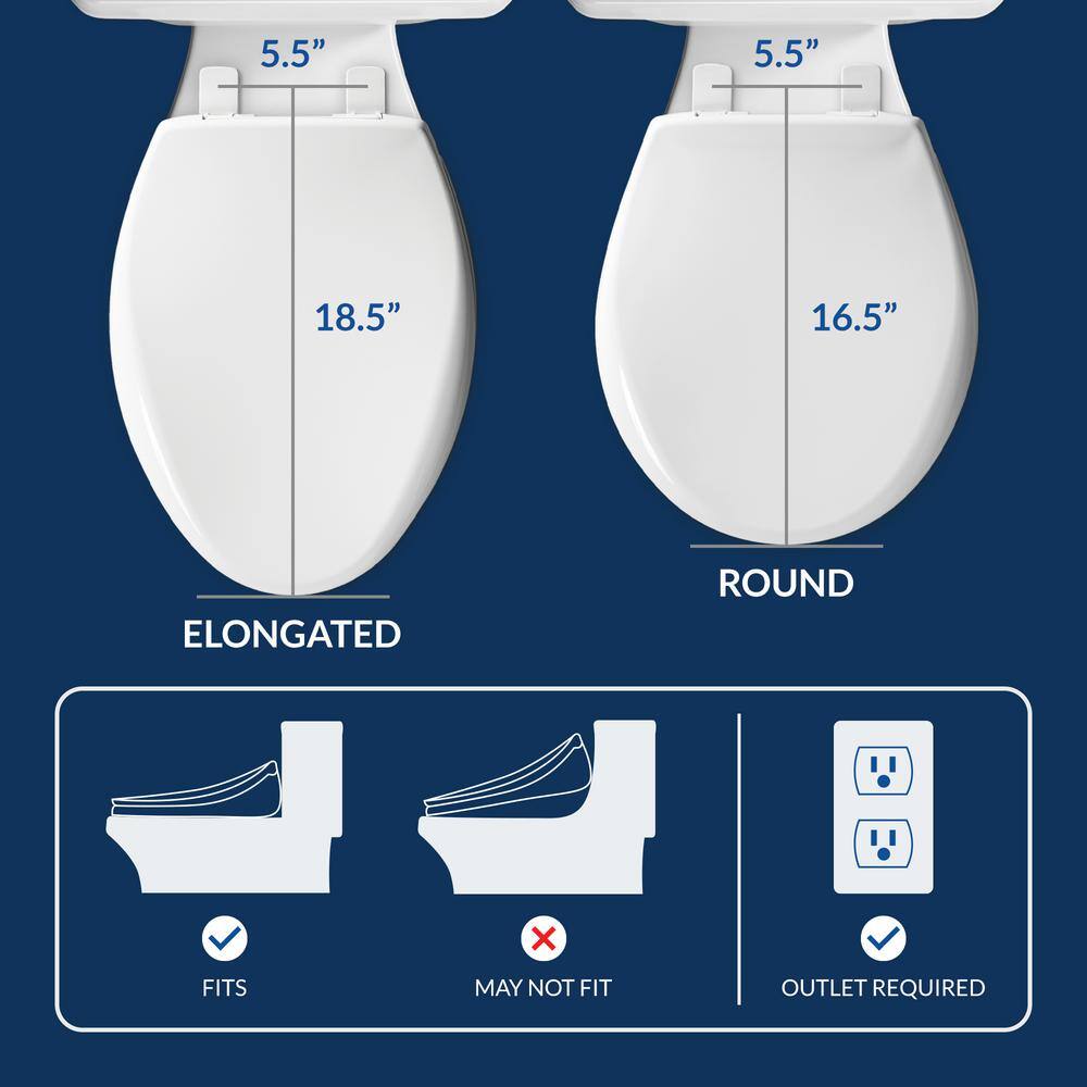 ZenVora Luxury Electric Bidet Seat for Elongated Toilets, White