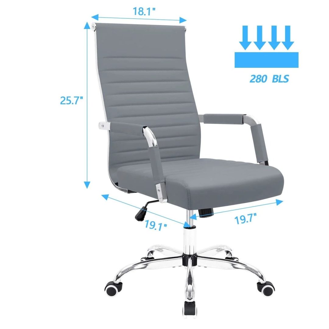 ZenVora Ergonomic Ribbed Office Chair, Modern Computer Desk Chair with Comfortable Upholstered Seat for Home and Office