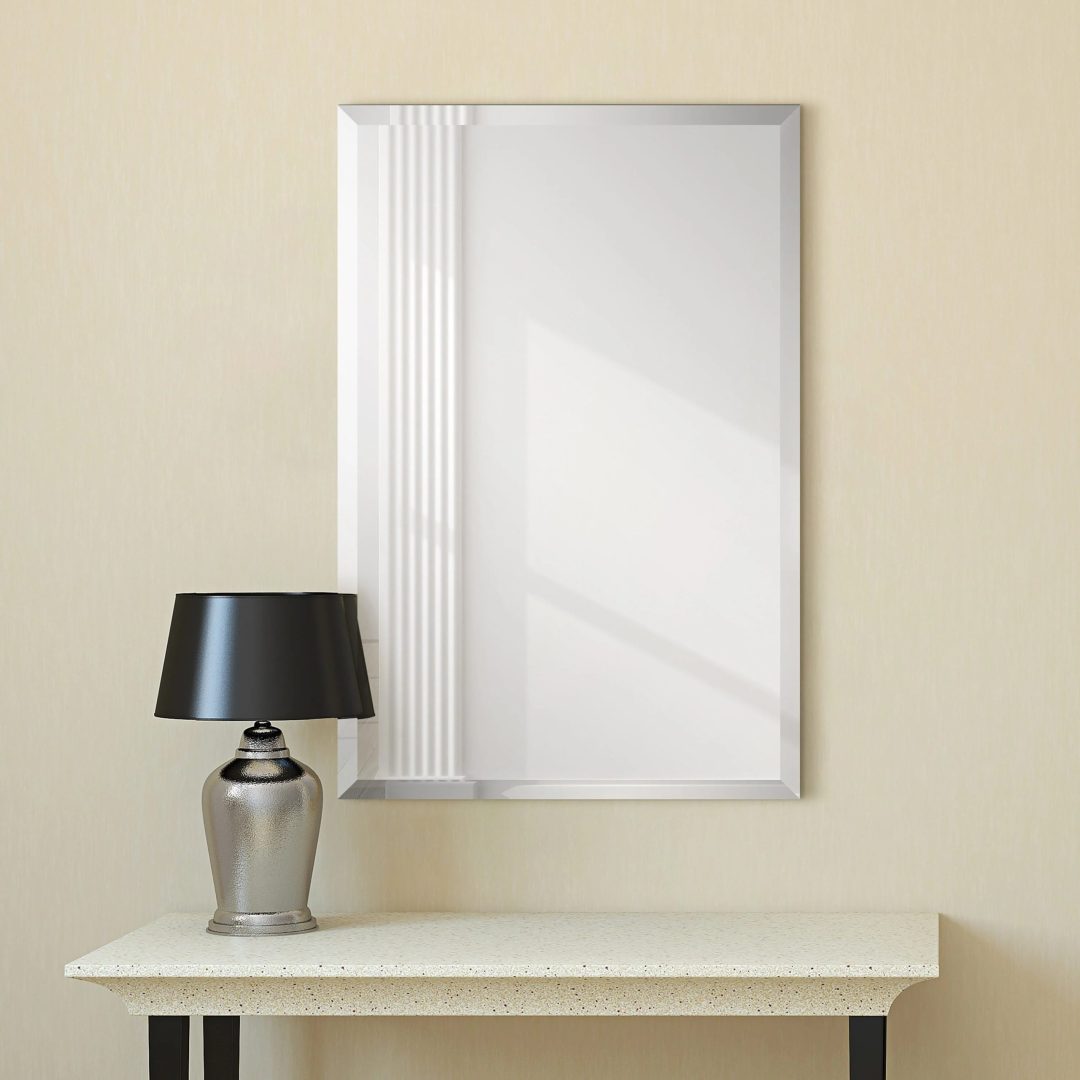 ZenVora Frameless Beveled Prism Wall Mirror, Clear Square or Rectangular Decorative Mirror for Bathroom, Bedroom and Home Decor