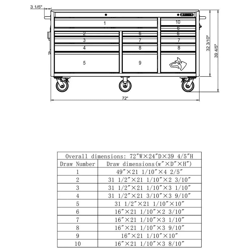ZenVora 72-Inch W x 24-Inch D 15-Drawer Heavy-Duty Tool Chest Mobile Workbench, Stainless Steel Top, Dual Locks, Red
