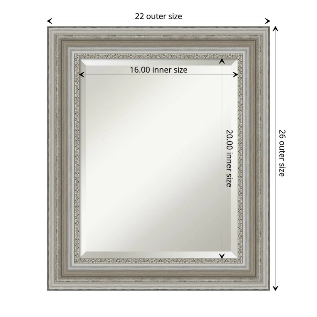 ZenVora Beveled Bathroom Wall Mirror, Silver Frame Decorative Vanity Mirror for Bathroom, Bedroom and Entryway