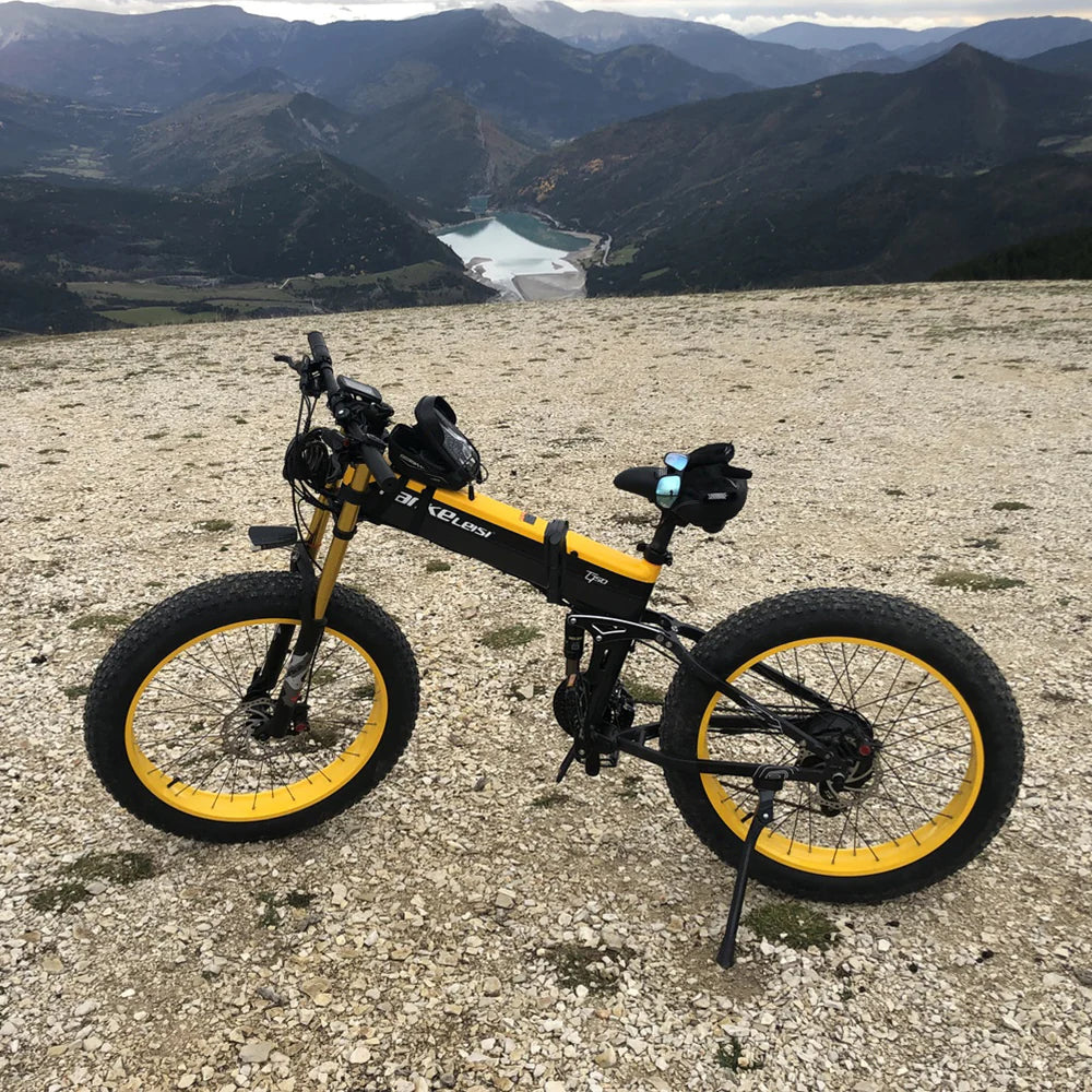 ZenVora 1000W 26-Inch Fat Tire Folding Electric Mountain Bike, Dual Crown Fork, 17.5Ah