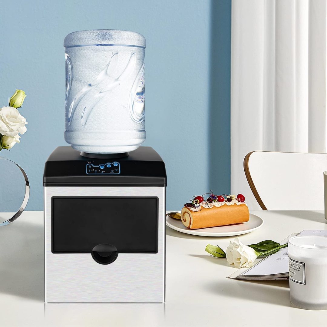 ZenVora 2-in-1 Countertop Ice Maker & Water Dispenser - 48 lbs Daily Ice Machine with 3 Ice Sizes and Water Cooler