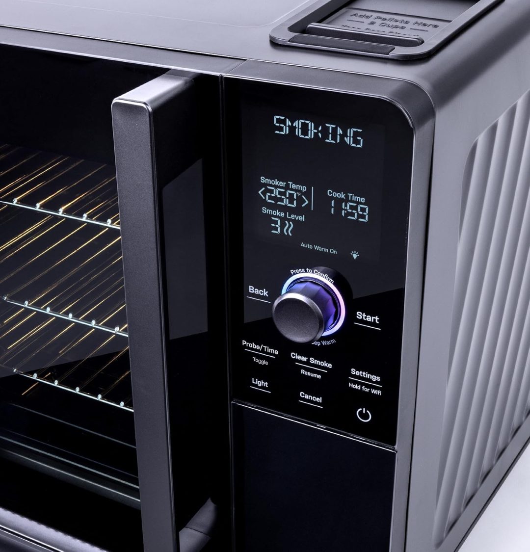 ZenVora Smart Indoor Pellet Smoker, Electric Countertop BBQ Smoker with Active Smoke Filtration, 5 Smoke Control Settings, WiFi Connectivity, Black