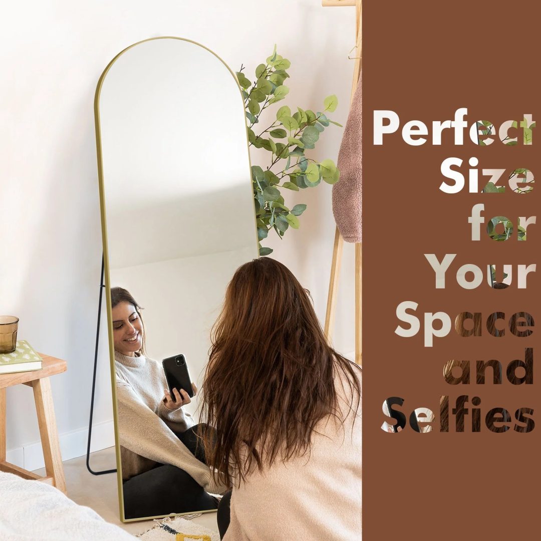ZenVora 64x21 Full Length Floor Mirror, Large Full Body Aluminum Alloy Frame Standing Mirror with Stand and Wall Mount Option