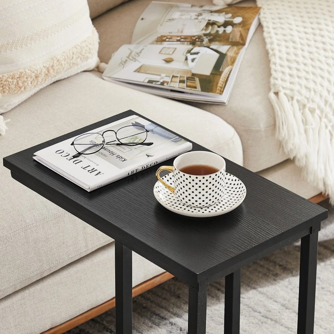 ZenVora Set of 2 C-Shaped Sofa Side Tables, Small End Tables for Living Room, Bedside and TV Tray