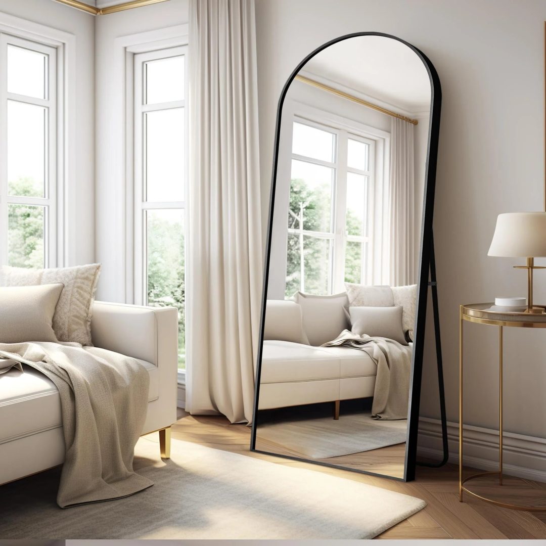 ZenVora Arched Full Length Floor Mirror, Large Full Body Standing and Wall Mounted Mirror for Bedroom, Living Room and Home Decor