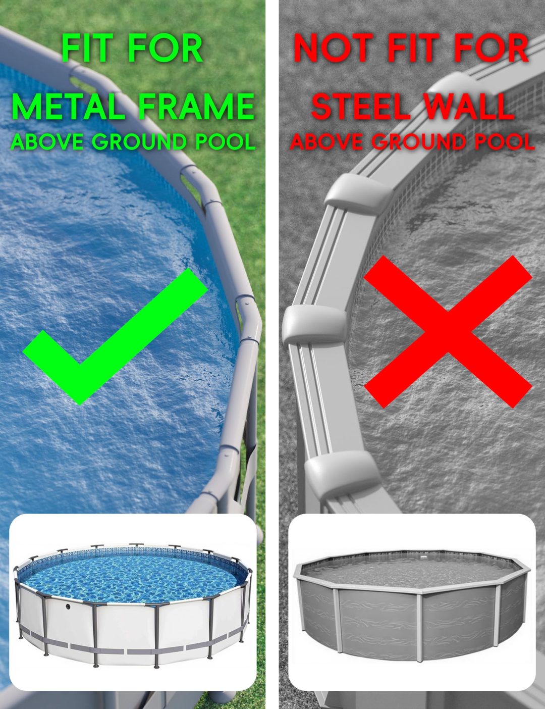 ZenVora Solar Pool Lights for Steel Wall Above Ground Pools, Solar Powered LED Swimming Pool Lighting