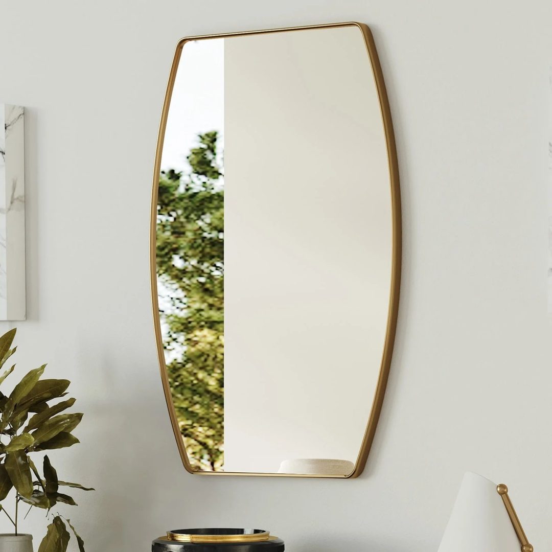 ZenVora Modern Oblong Metal Wall Mirror, Decorative Elongated Hanging Mirror for Living Room, Bedroom and Entryway