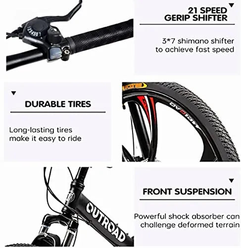ZenVora 26-Inch Folding Mountain Bike for Adults, 21-Speed, Dual Suspension