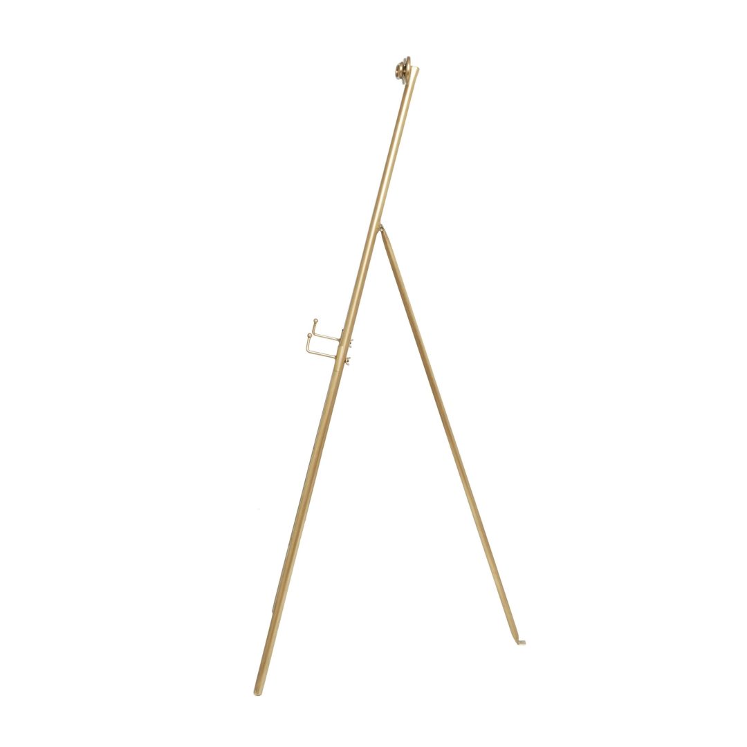 ZenVora Tall Adjustable 3-Tier Metal Display Stand, Gold Floor Easel with Bow Top