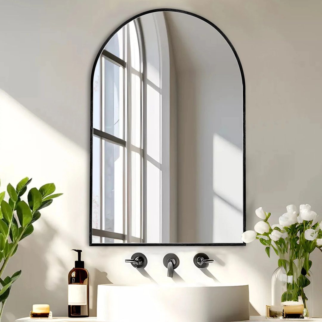 ZenVora Modern Arch Aluminum Bathroom Wall Mirror, Wall Mounted Vanity Mirror for Bathroom, Bedroom and Home Decor