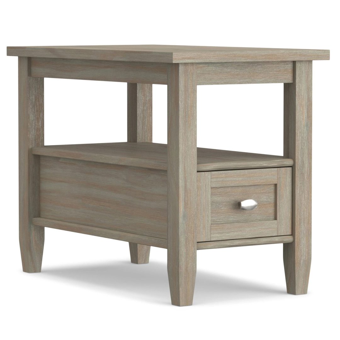 ZenVora 14" Wide Solid Wood Narrow Side Table, Rectangle Transitional Style Accent Table