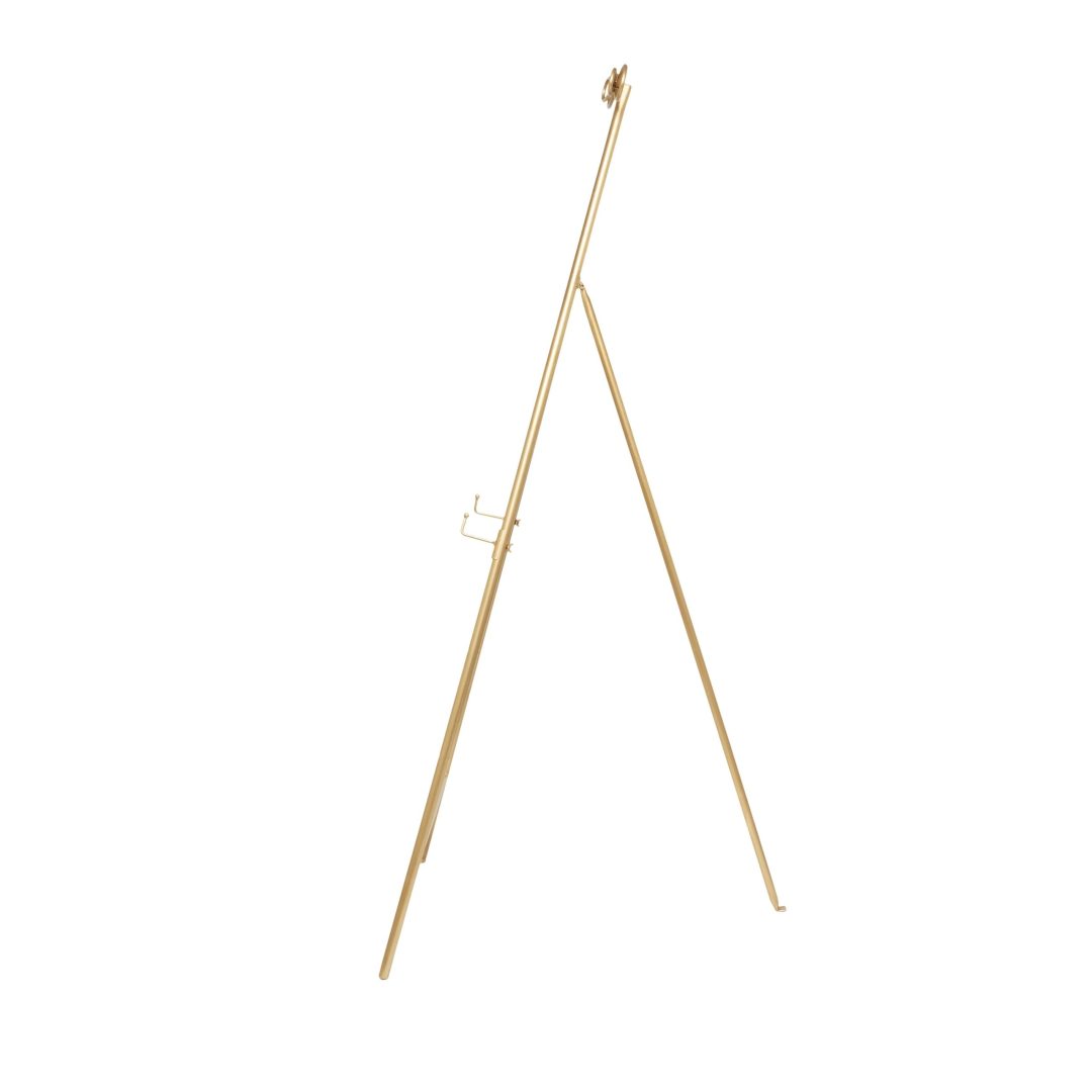 ZenVora Tall Adjustable 3-Tier Metal Display Stand, Gold Floor Easel with Bow Top